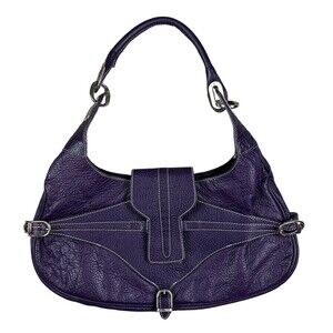 Guia's Italy Shoulder Bag Handbag Purple Pebbled Leather Purse